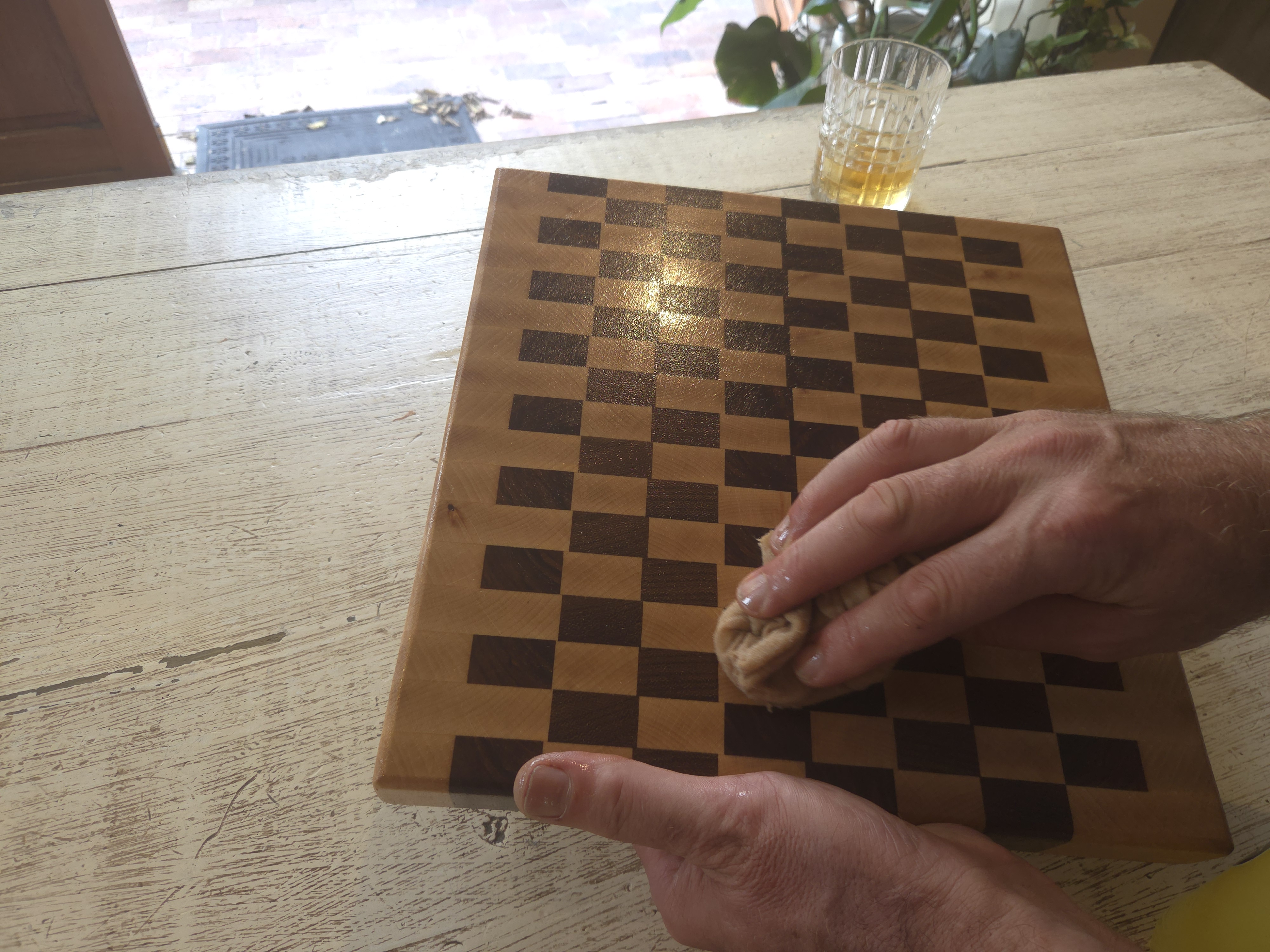 Trio end grain cutting board - beech, iroko, kiaat